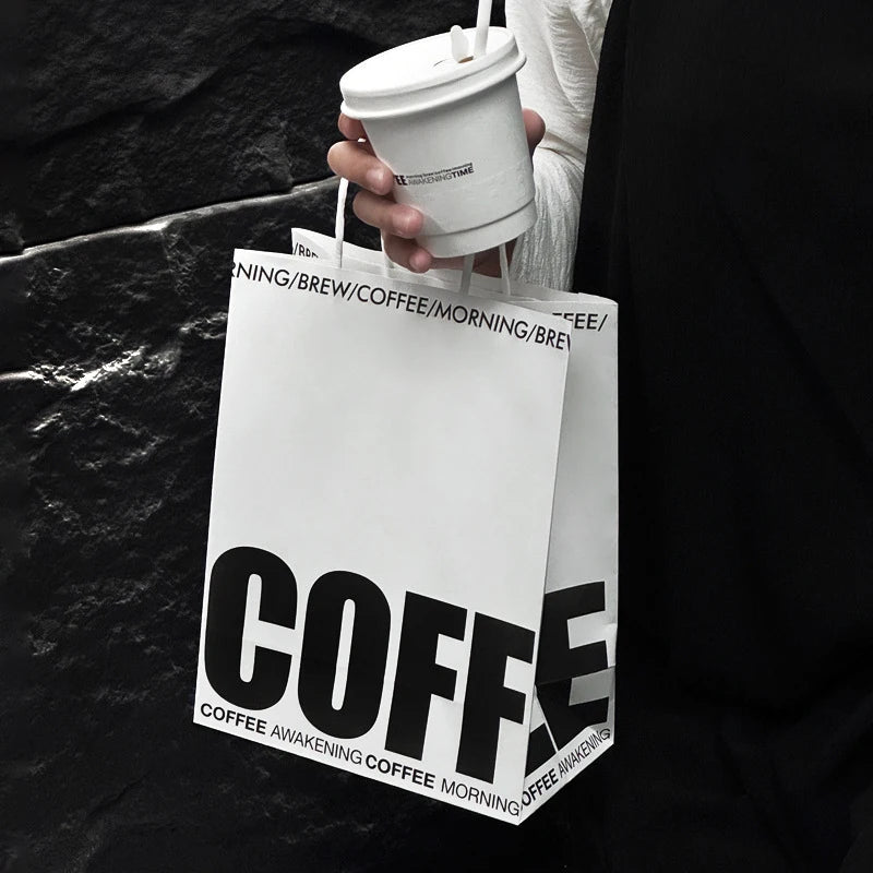Custom Kraft Paper Bags | Cafe Coffee Food Delivery Bags
