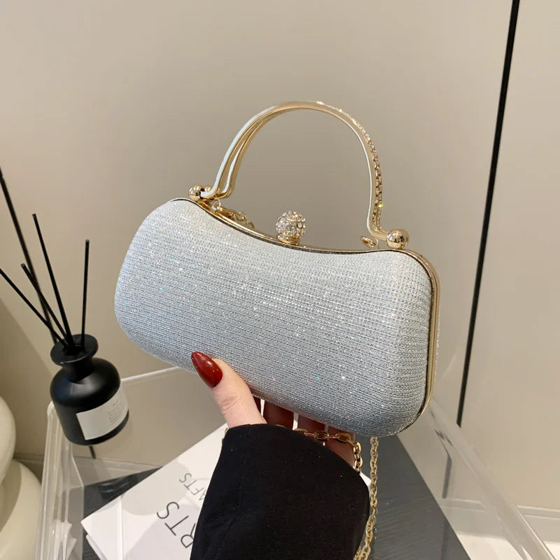 Custom Crystal Clutch Bags – PU Evening Bag with Crystal Handle