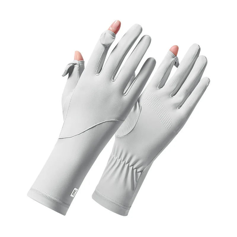 Custom UPF50+ Sun Gloves with Logo | Ice Silk Touch Screen Ladies