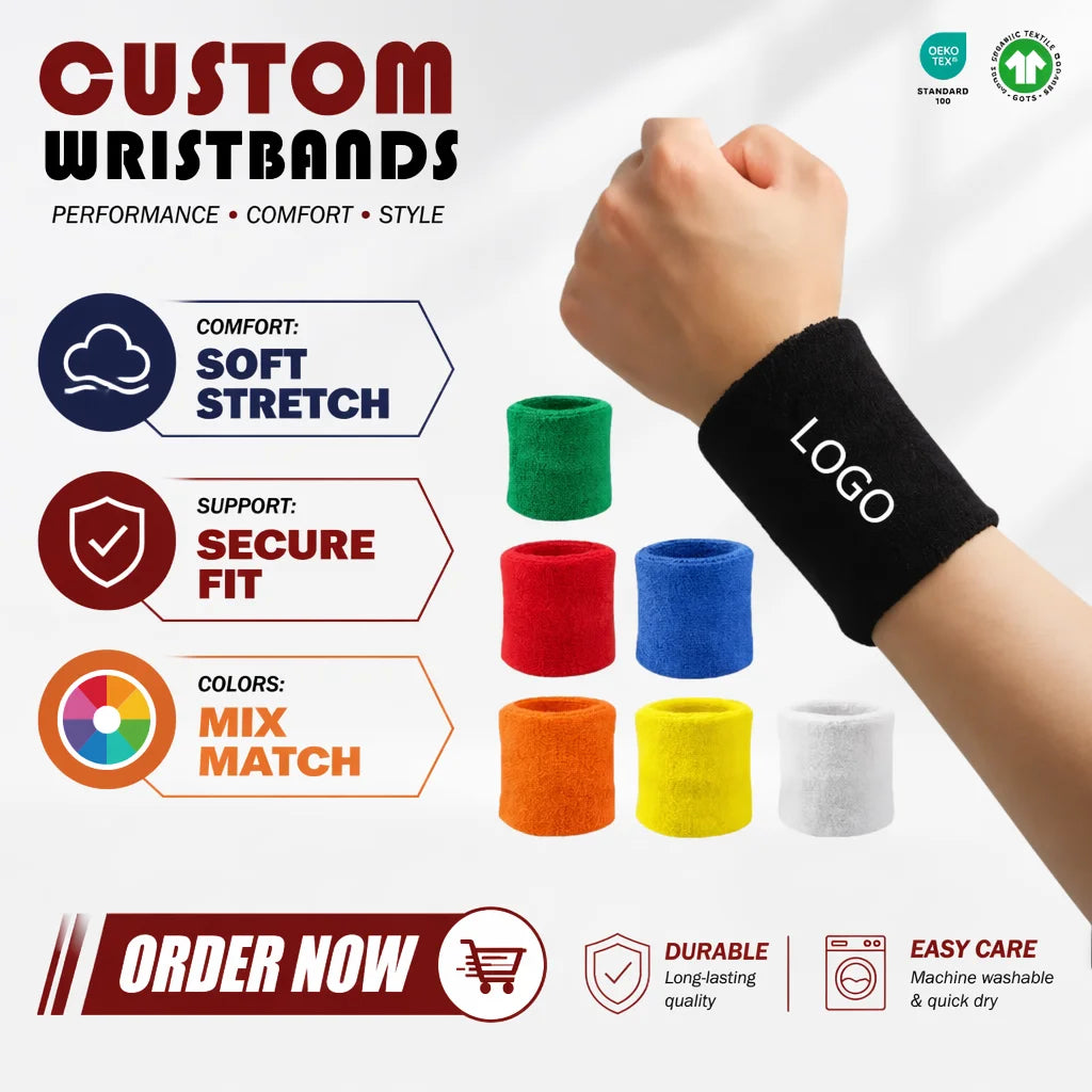 Custom Cotton Sports Wristbands | 1-Piece MOQ & 31-Day Lead Time | Breathable & Adjustable | Summer Sports
