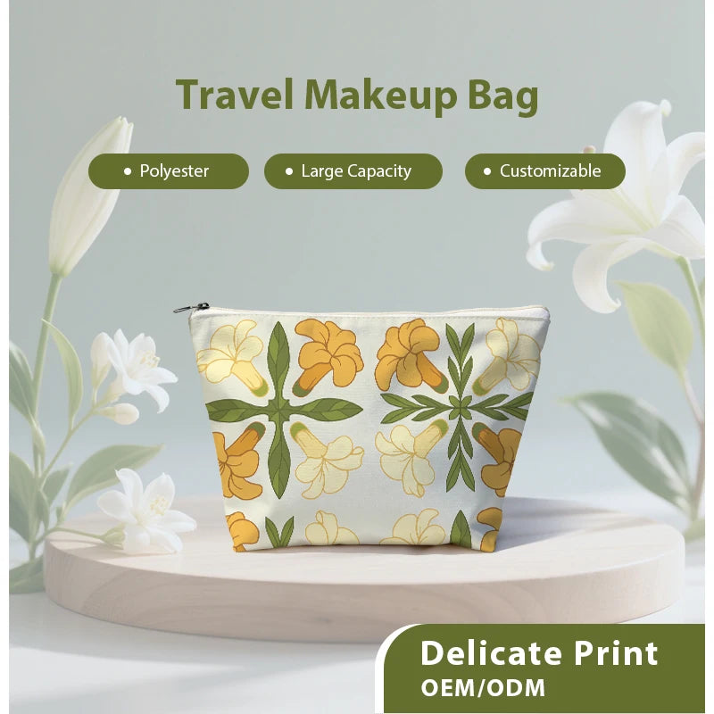 Custom Polyester Cosmetic Bags: 15-Day Lead, XS-XXXL Sizes | Waterproof Zipper Pouches with Logo