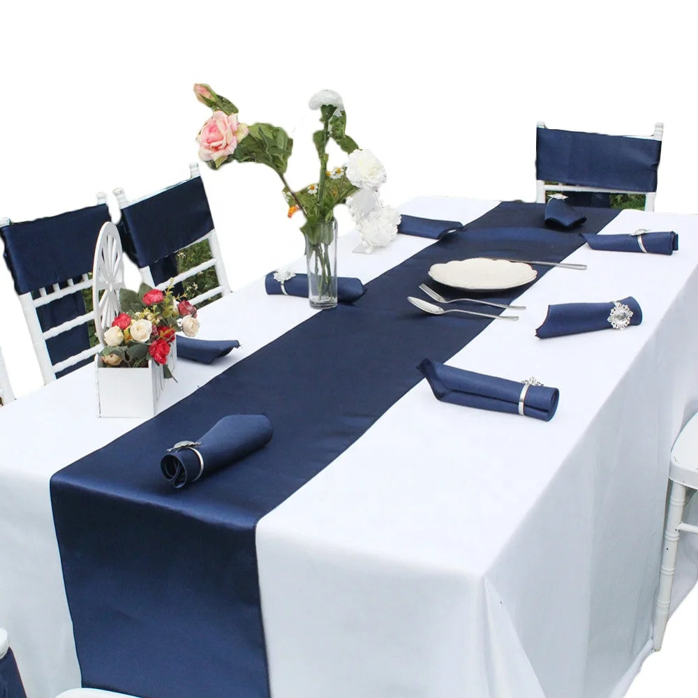 Satin Table Runners | Navy Blue 12×108 Inch | MOQ 1