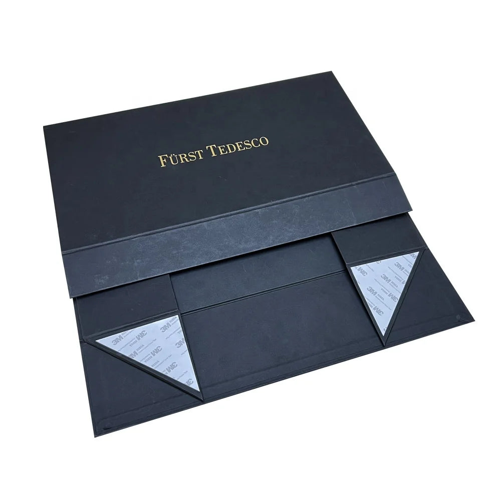 Custom Luxury Rigid Gift Box 200 MOQ | Magnetic Closure Cardboard Box with Hot Stamping for Clothing & Cosmetics