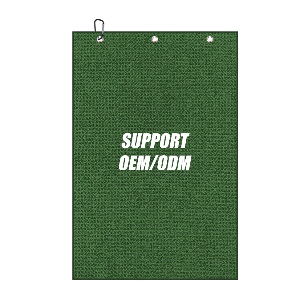 Custom Microfiber Golf Towels | 50-Piece MOQ & 10-Day Lead Time | Waffle Pattern & Carabiner Clip