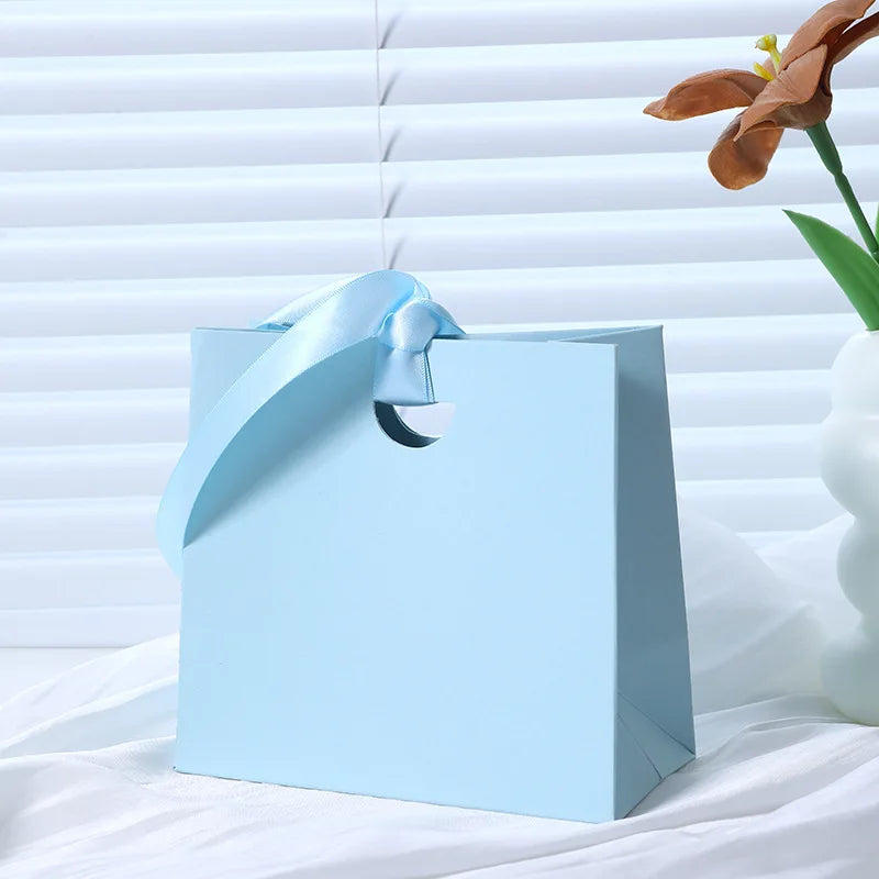 Custom Ribbon Handle Paper Gift Bags | Jewelry Packaging MOQ 100