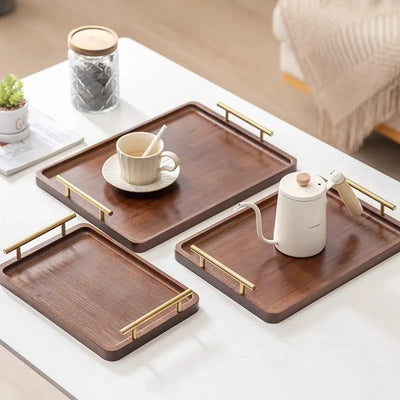 Custom Wooden Serving Trays with Stainless Steel Handle – 100 MOQ
