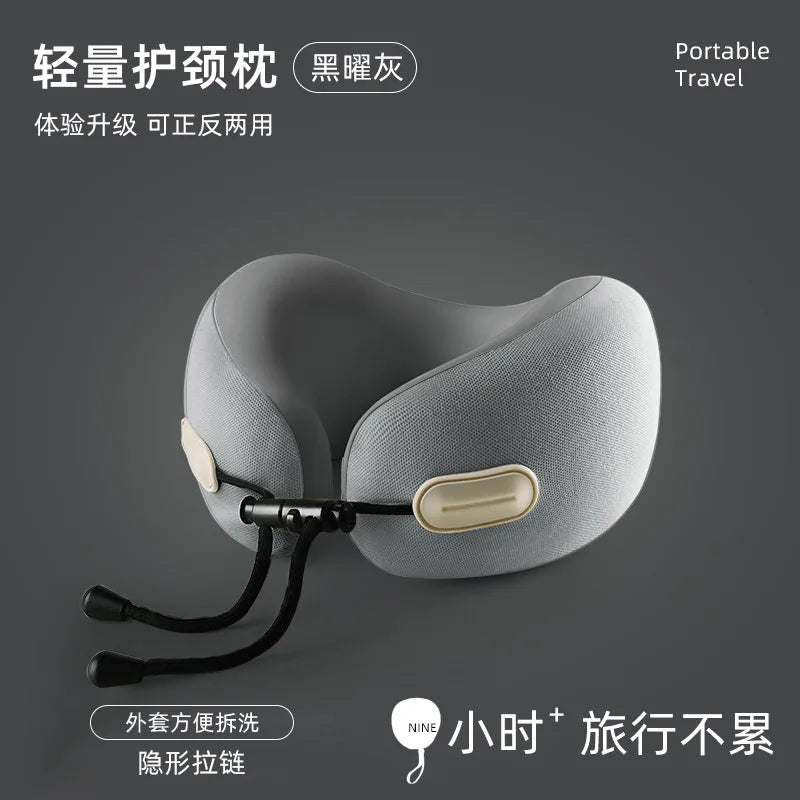 Foldable Memory Foam U-Shaped Neck Pillow for Travel & Car Use
