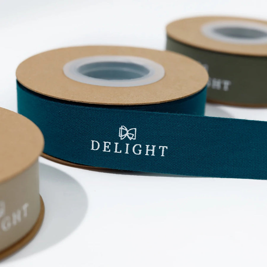 Custom Cotton Ribbon with Gold Foil Logo | 100% Cotton, 196 Colors, 3,000 MOQ