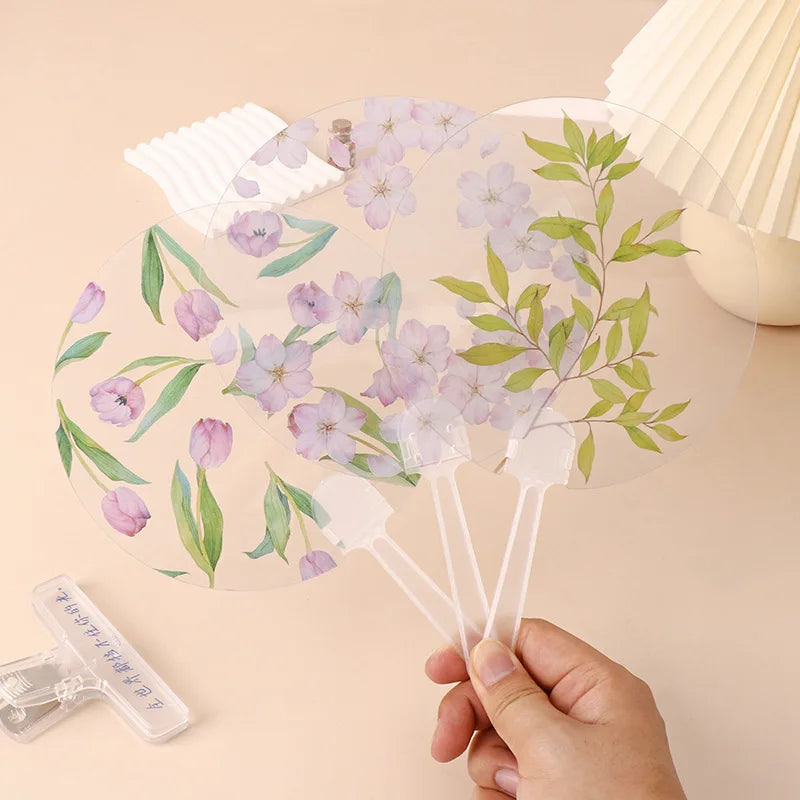 Custom Printed Transparent PP Hand Fan for Wedding Guests