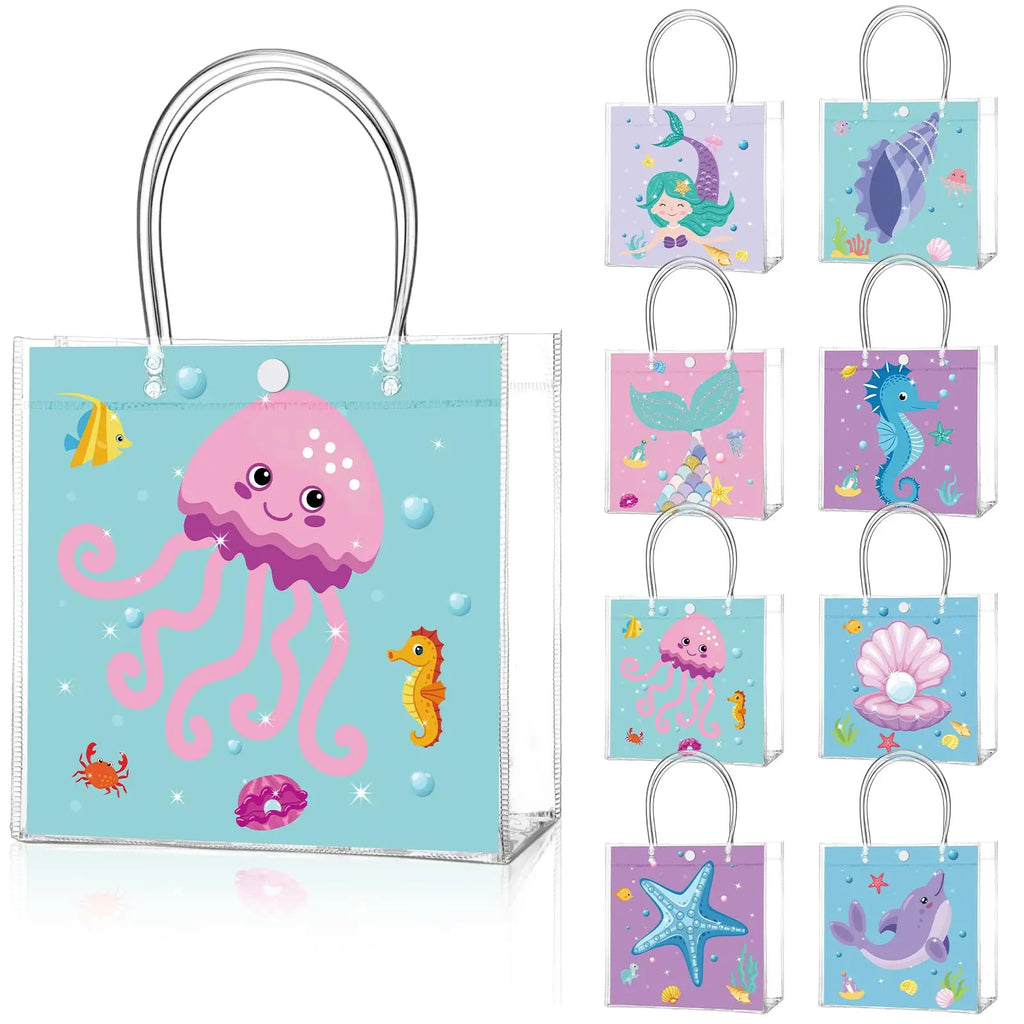 Custom Clear PVC Gift Bags: Button Closure, Full Color Print, Super Clear & Reusable