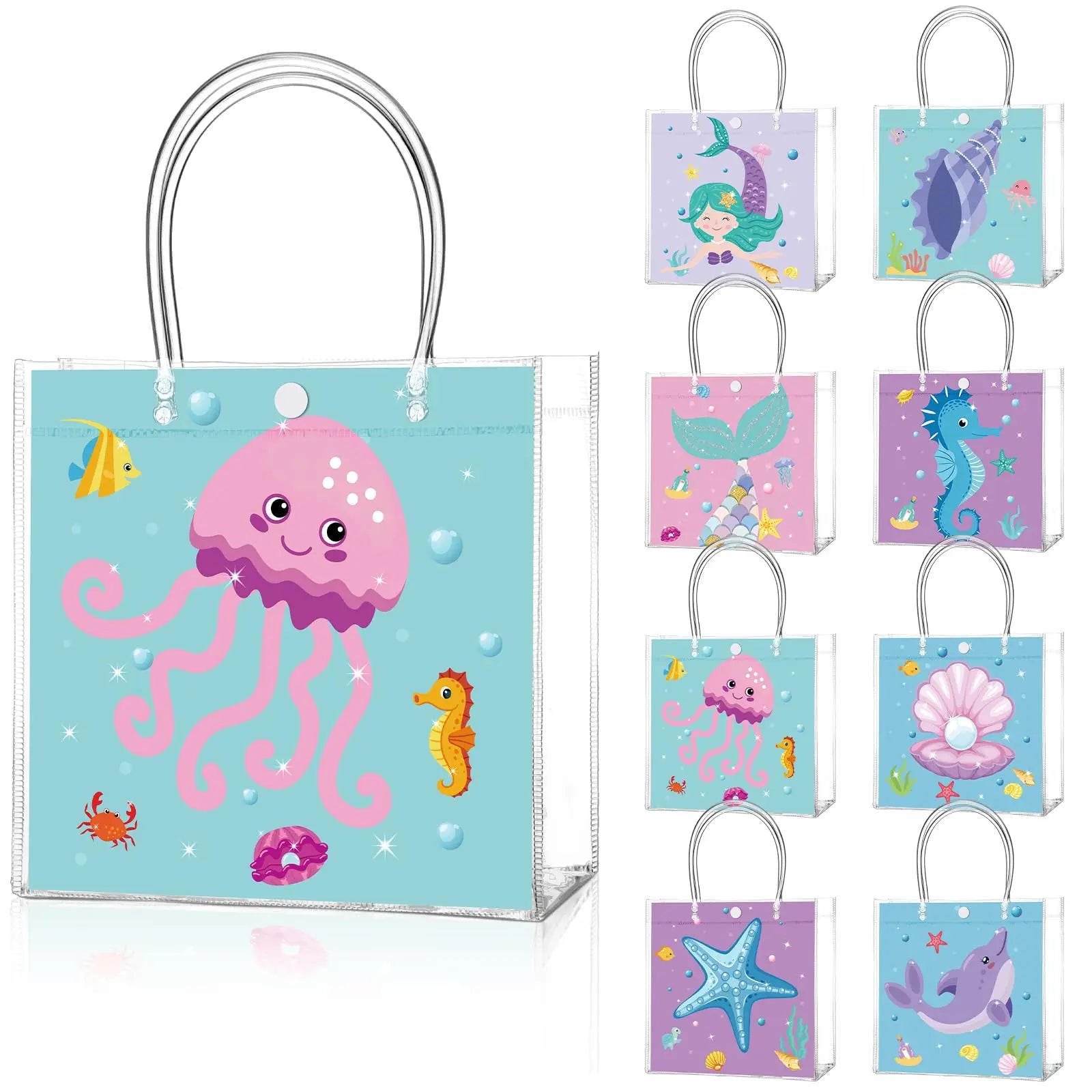 Custom Clear PVC Gift Bags: Button Closure, Full Color Print, Super Clear & Reusable