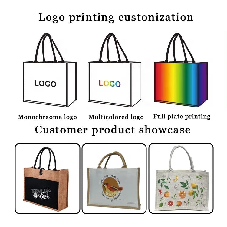Custom Jute Tote Bag with Logo | 50 MOQ | Eco-Friendly