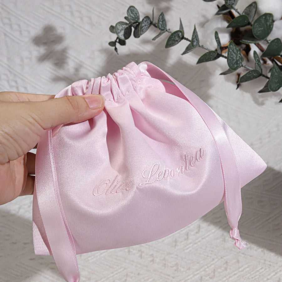 Custom Satin Drawstring Bags with Logo — 120-250 GSM for Cosmetic & Gift Packaging