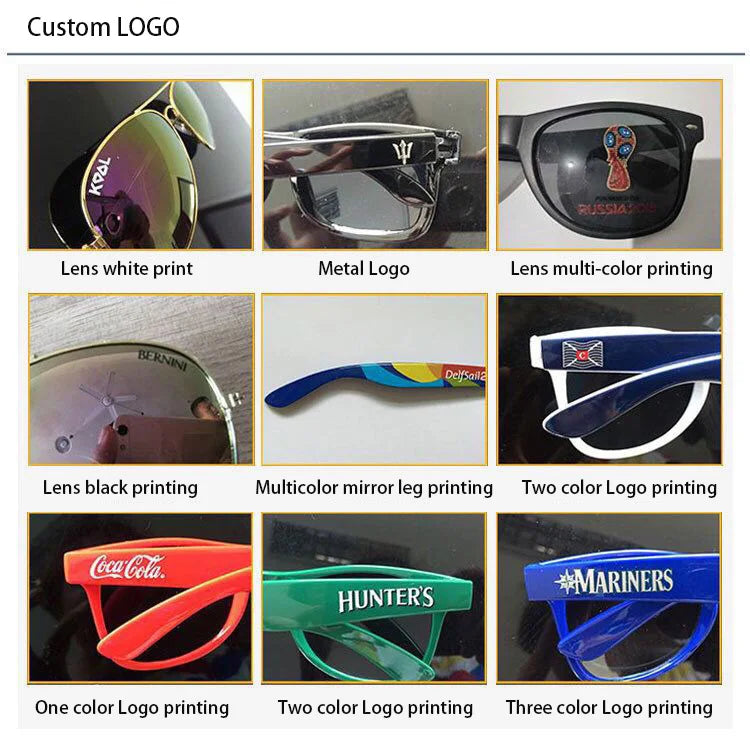 Custom PC Frame UV400 Sunglasses with Logo Printing | 1,000 MOQ Bulk Promotional