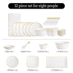 Nordic Ceramic Dinnerware Set | Gold Rim Tableware