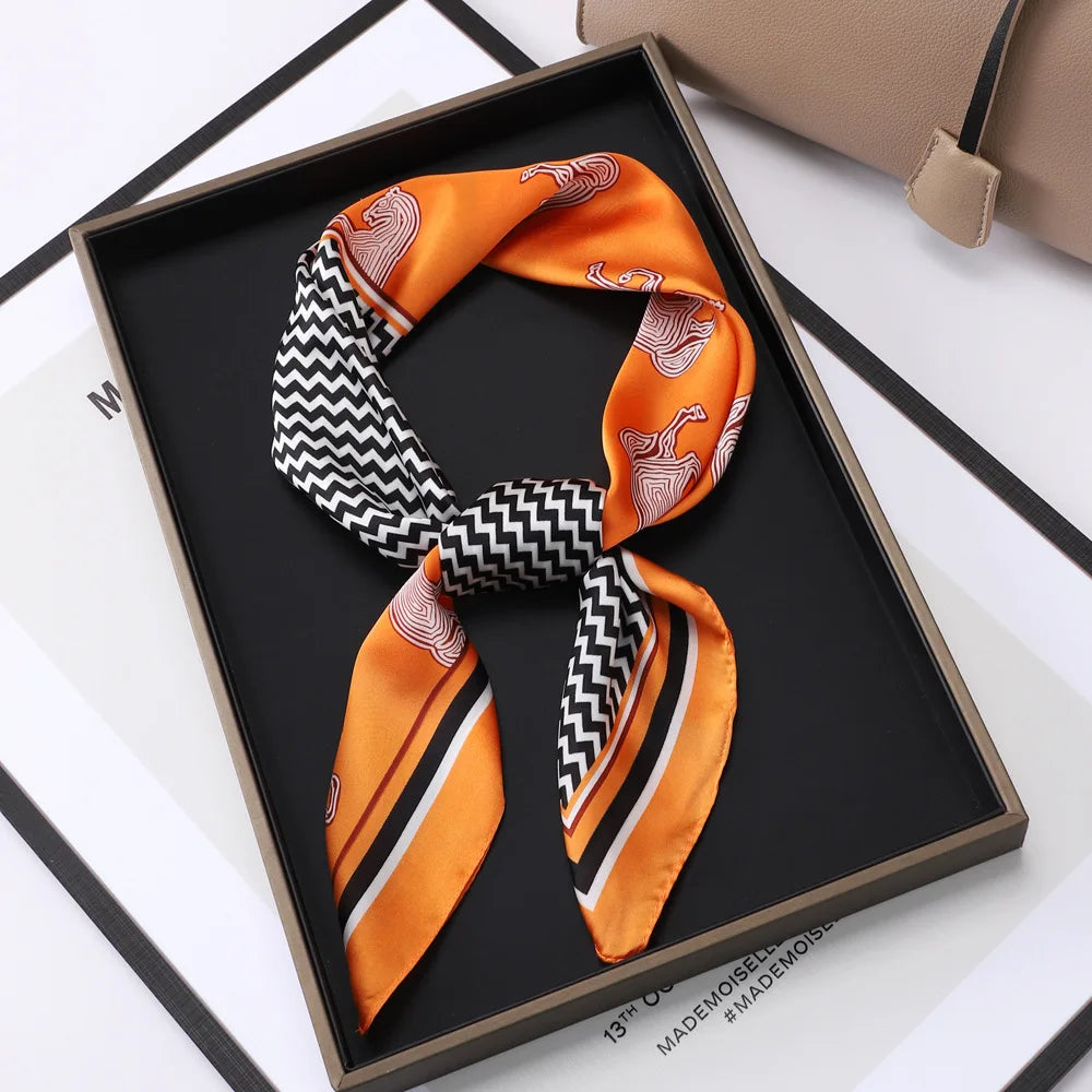 Square Silk Scarf | Digital Print | Custom Logo | 100 MOQ | Women's Fashion