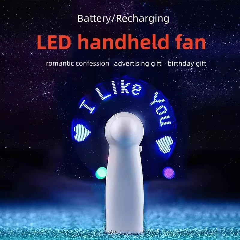 Custom Mini Handheld LED Message Fan for Promotion | USB Battery