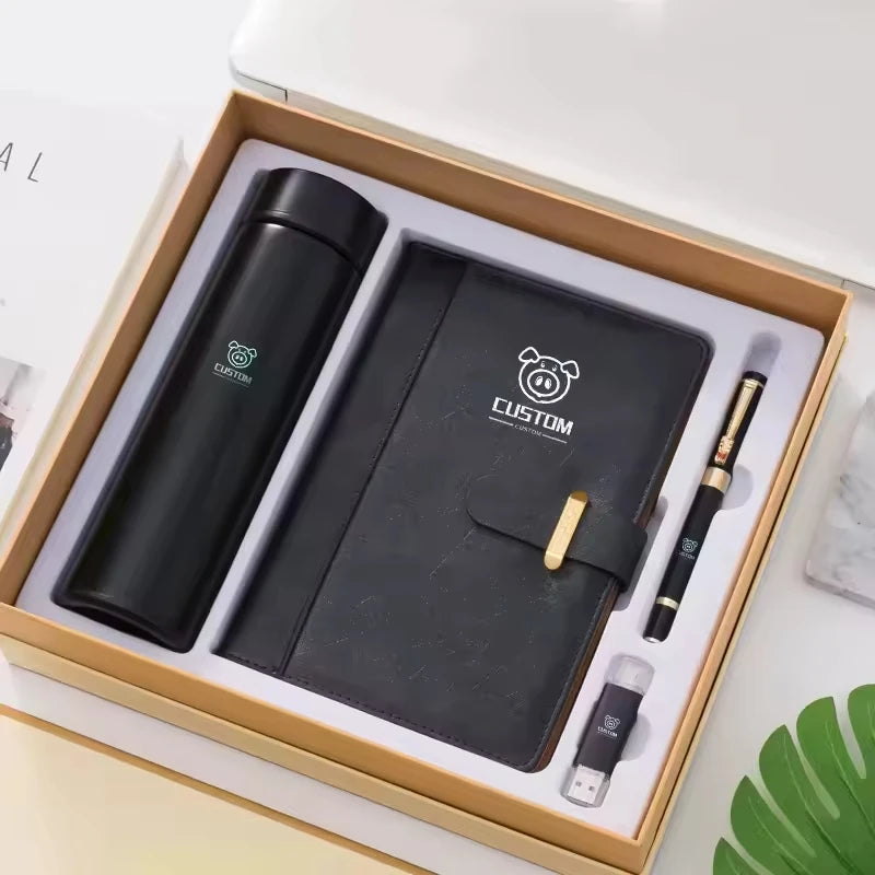Custom Corporate Gift Set Book & Thermos | 100 Pcs MOQ Trade Show Gift