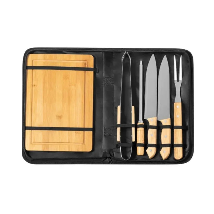 Custom Wooden Handle BBQ Tool Set: Stainless Steel, Laser Engraved Logo, MOQ 100 for Grilling & Camping