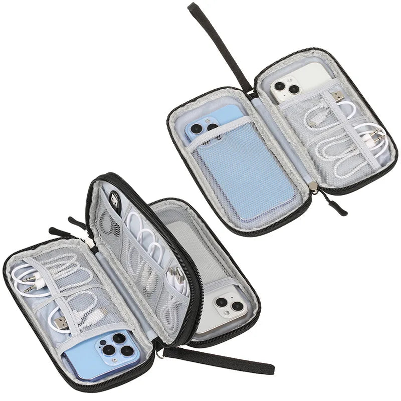 Custom Waterproof Cable Organizer Pouch 600D Oxford | Double Layer Storage Bag for Tech Accessories | Bulk Wholesale