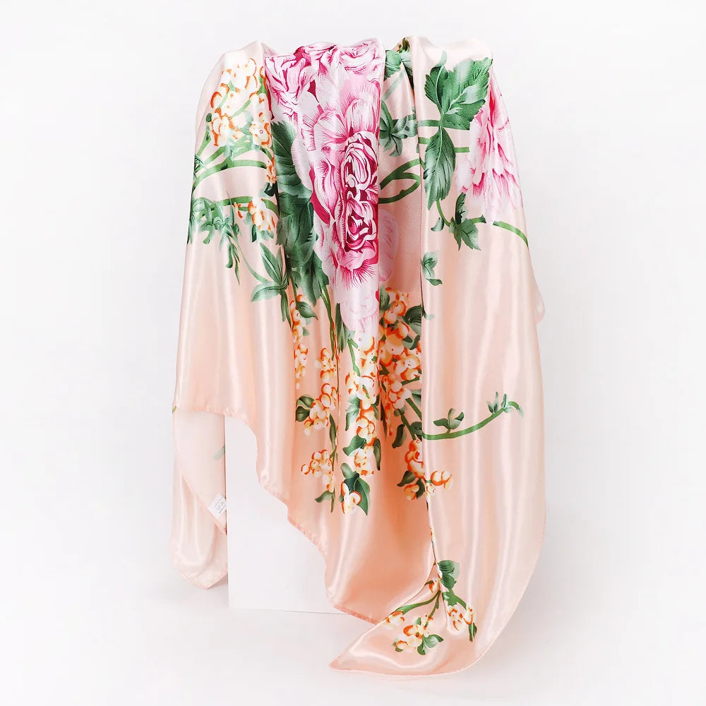 Custom Printed 90cm Square Scarf | 10 Pcs MOQ Wholesale Silk/Polyester Shawl