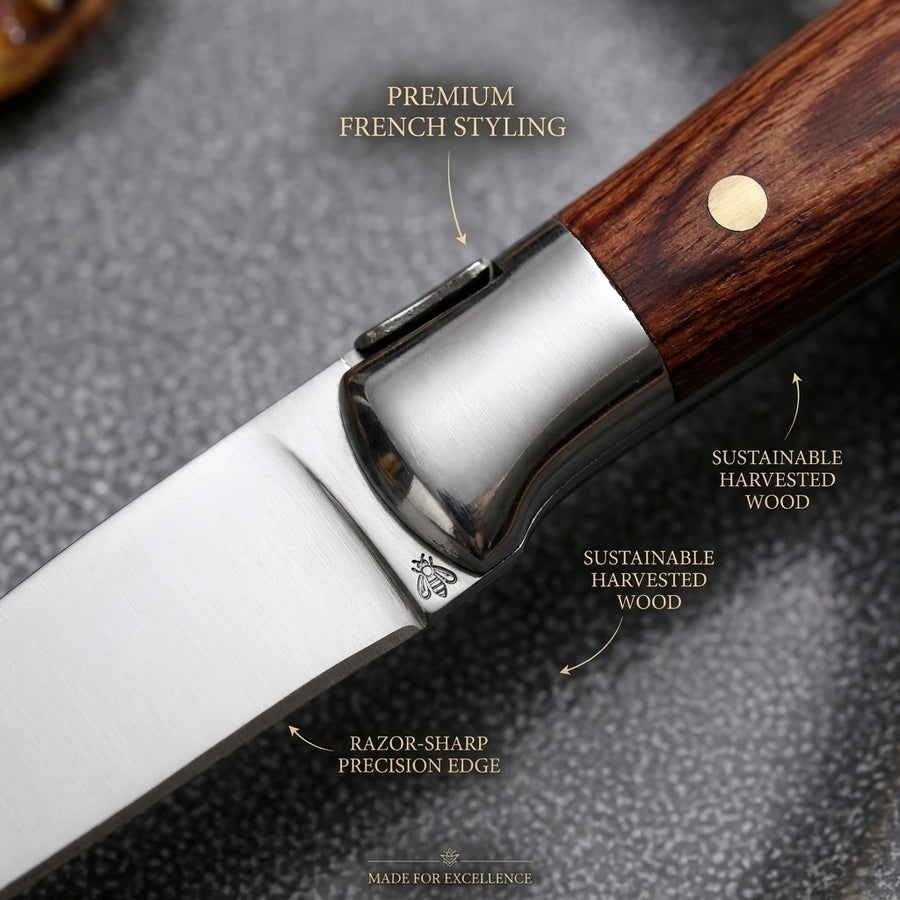 Custom Flatware Set — 4-Piece Stainless Steel with Pakka Wood Handle