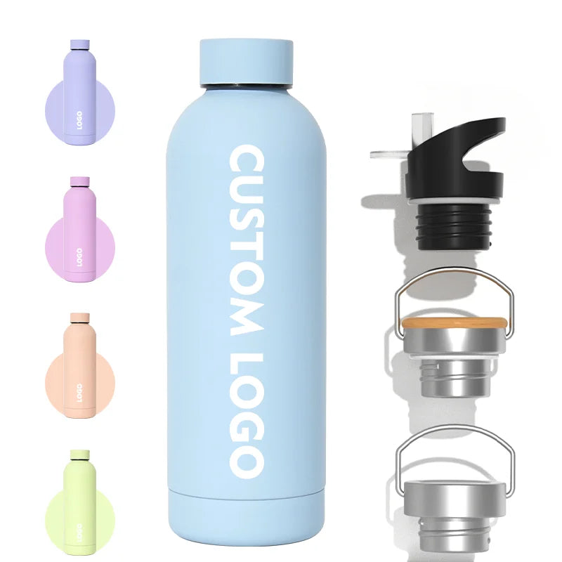 Insulated Stainless Steel Water Bottle with Screw Lid for Hot & Cold Drinks, Custom Logo Available