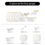 Nordic Ceramic Dinnerware Set | Gold Rim Tableware