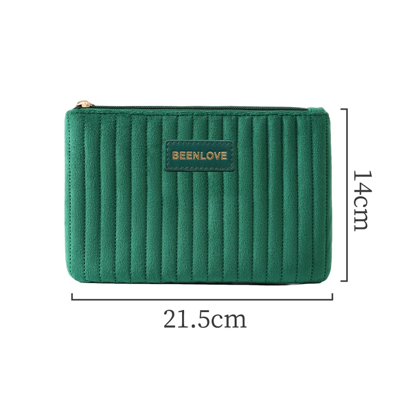 Custom Velvet Cosmetic Bags with Logo — Zipper Closure, Embroidery & Woven Labels
