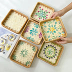 Custom Rattan Trays with Logo – Mother of Pearl Inlay, 5 MOQ
