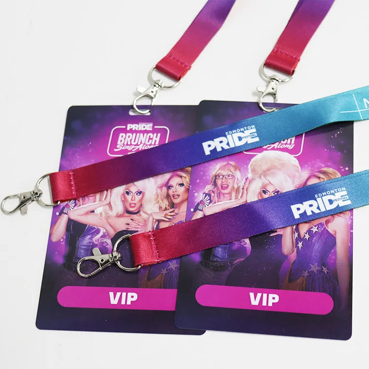 Custom Lanyard & Hard Plastic ID Card Set: PMS Color, Breakaway Clip, Thermal Transfer for Events