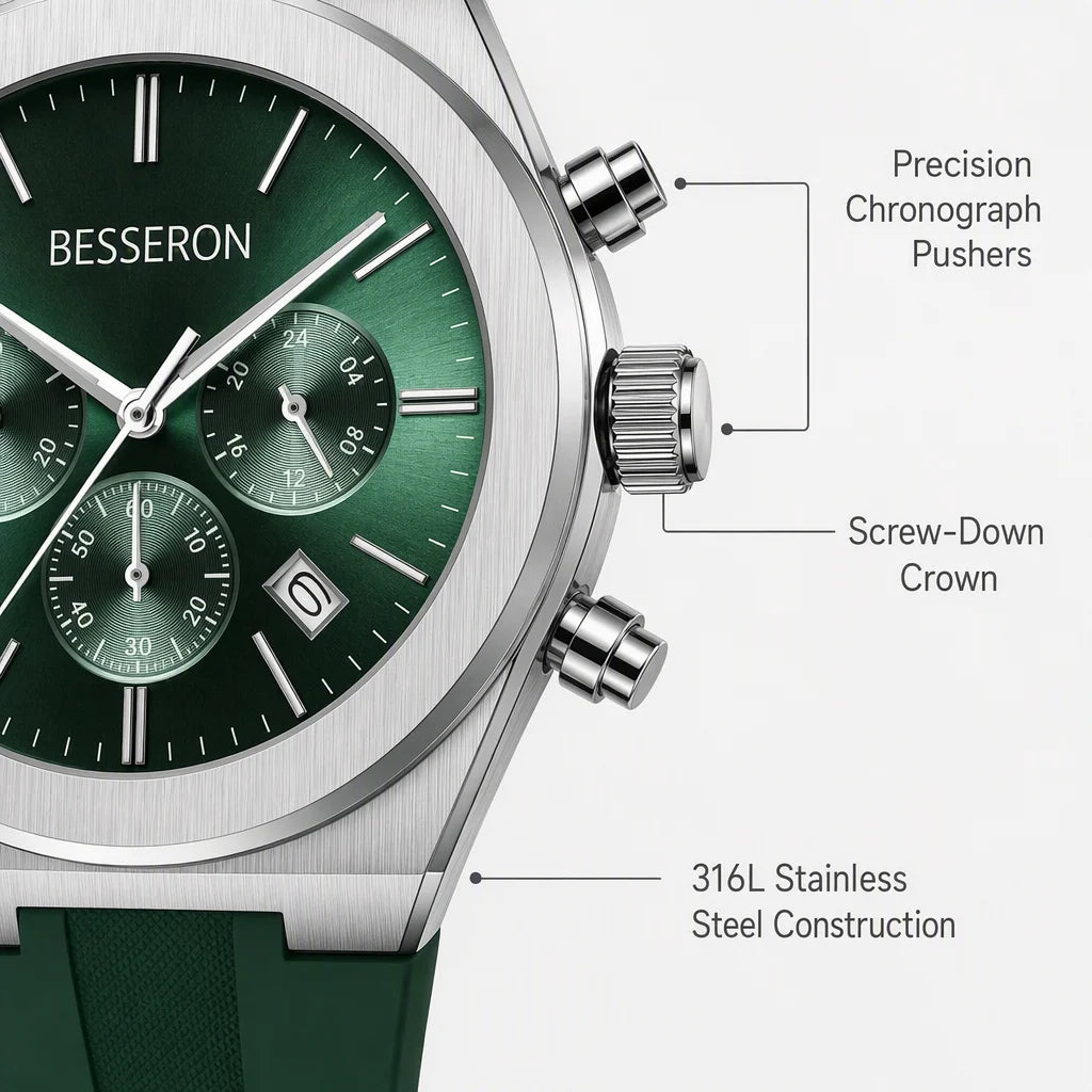 Custom Stainless Steel Chronograph Watch | 100 MOQ | 5BAR