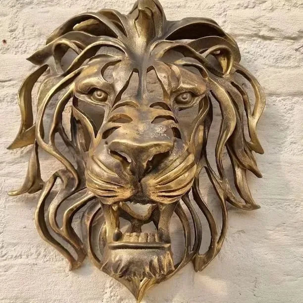 Hand-Painted Resin Lion Head Sculpture | Antique Wall Decor | Wholesale