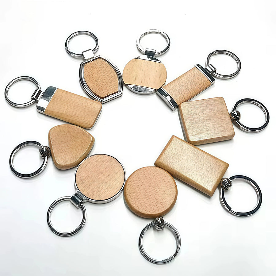 Custom Engraved Wood Keychain | Walnut Wood Key Holder | Bulk Wholesale