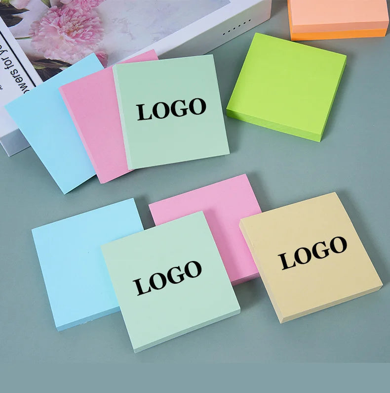 Custom 3x3 Sticky Note Pads: 100 Sheets, 8 Colors, Digital/Silk Screen Print, Repositionable
