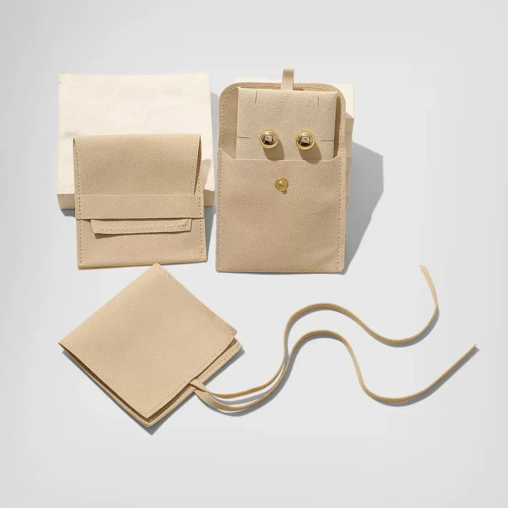 Custom Microfiber Suede Jewelry Pouch Wholesale | 50 MOQ Button Closure