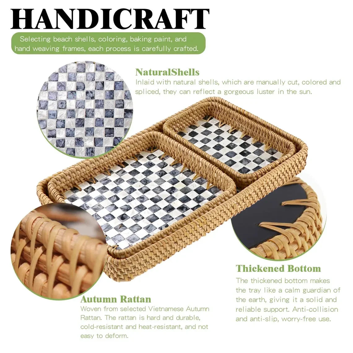 Custom Rattan Storage Trays with Logo | MOQ 5 Pcs