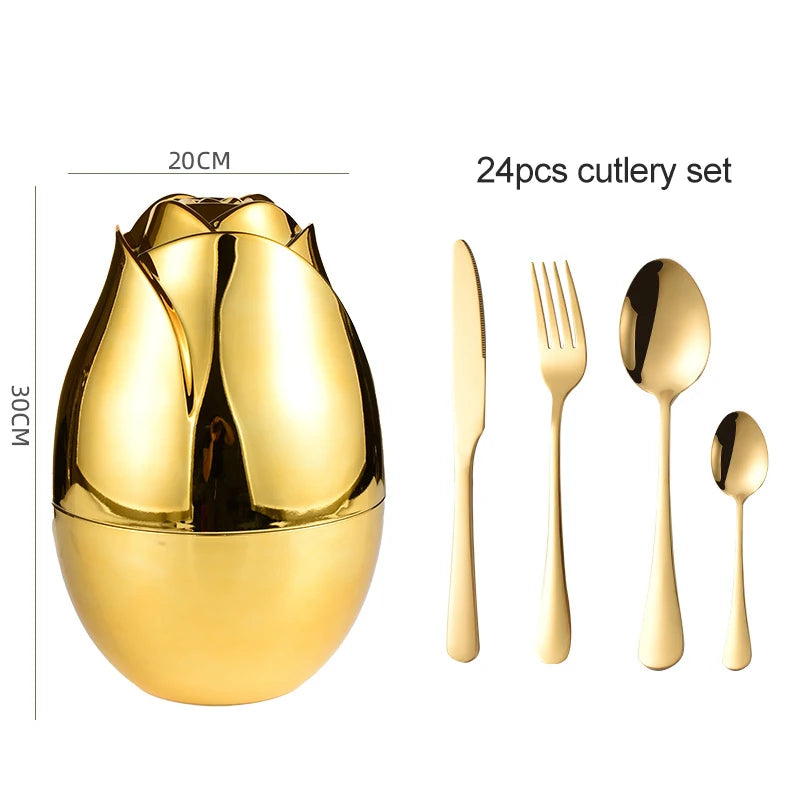 Luxury 24-Piece Cutlery Set with Logo | 10 MOQ