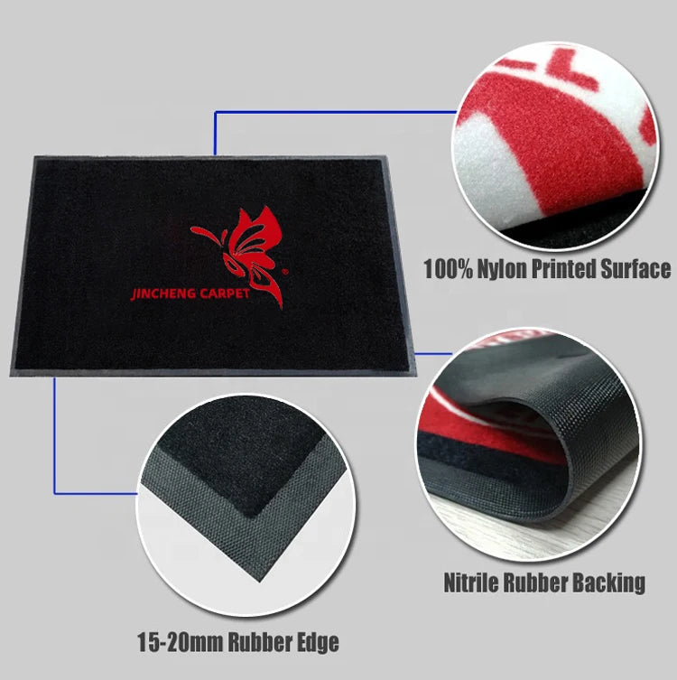 Custom Nylon Nitrile Rubber Entrance Mat | Dust Remove Printing Logo Doormats