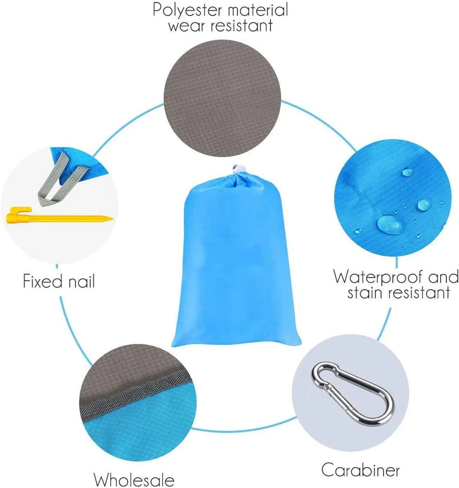 Custom Sand-Free Beach Mat 500pcs MOQ | Waterproof Foldable 210D Polyester, Logo Print for Camping