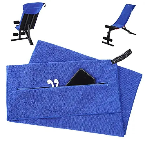 Custom Microfiber Gym Bench Towel with Zipper Pocket for Training, Studio Use & Wellness Programs