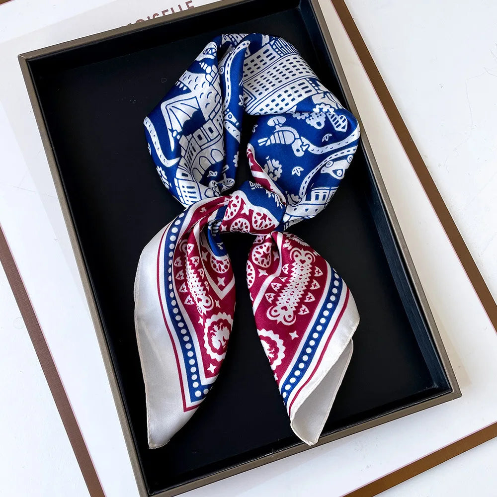 Square Silk Scarf | Digital Print | Custom Logo | 100 MOQ | Women's Fashion