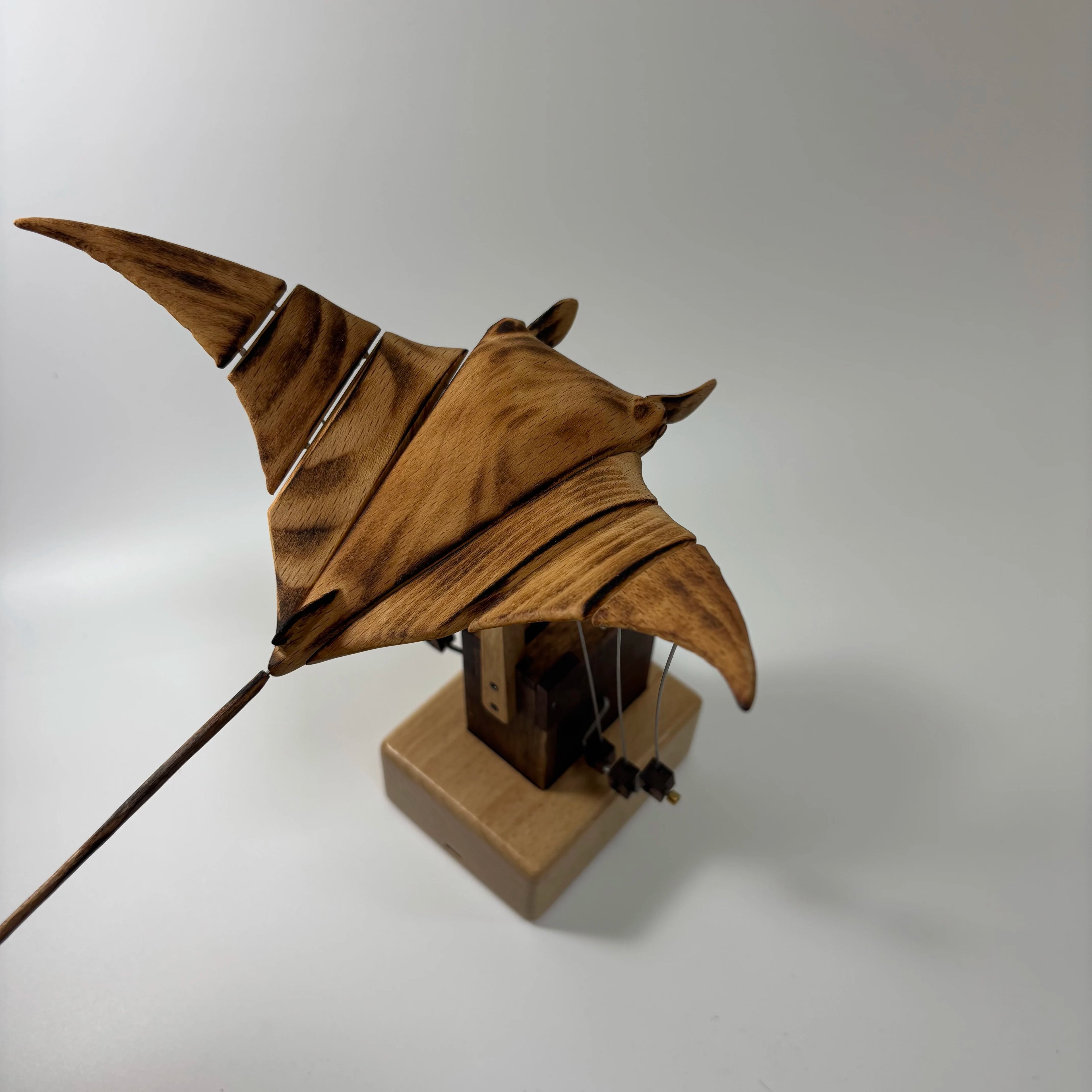 Handcrafted Walnut Music Box | Manta Ray Desk Ornament | Anxiety Relief Gift