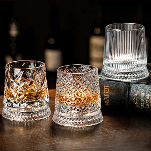 Crystal Rotating Tumbler with Diamond Engraving | 50 MOQ for Executive Gifts