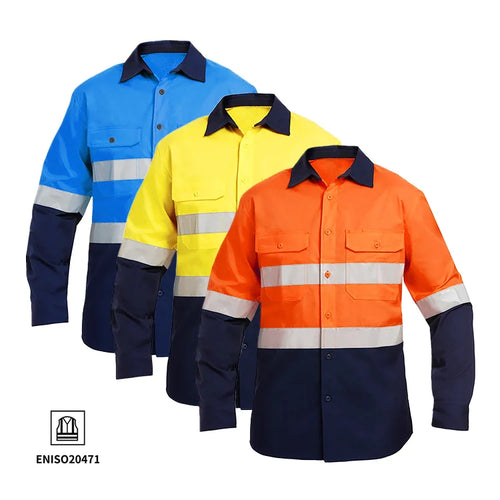 High Visibility Safety Work Shirts for Construction & Industrial Teams(Custom Logo, Industrial Use)