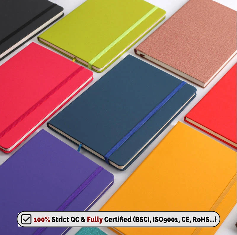Custom A5 Leather Notebook with Logo | 100 Pcs MOQ Thread-Sewn PU Journal