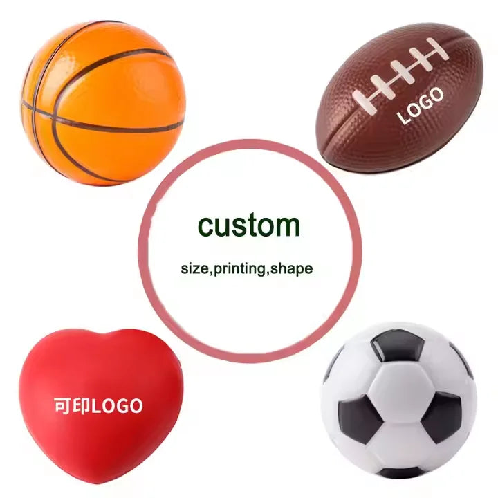 Custom PU Stress Balls with Logo | 200 MOQ | $0.05 Logo | BSCI/EN71