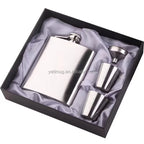 Custom Metal Flask with Logo — Matte Black Gift Set