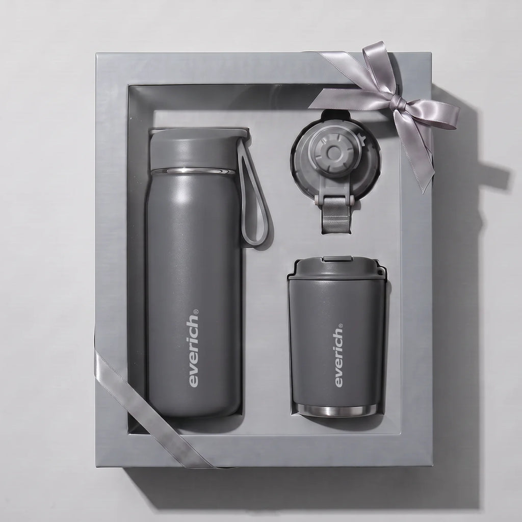 Insulated Water Bottle Set with Logo | 18/8 Steel | 12-24 Hour Insulation