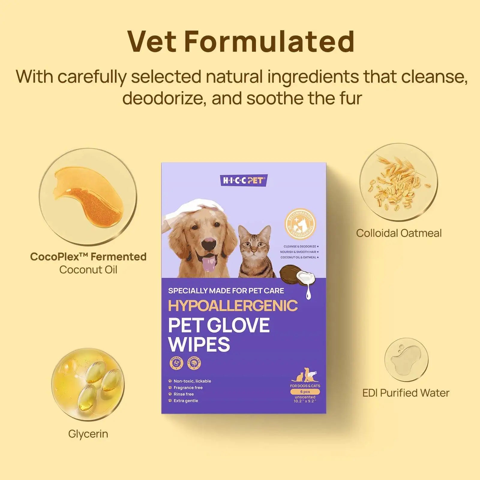 Custom 6-Pack Pet Wipes | Hypoallergenic | Custom Fragrance | MOQ 300